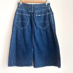 Vintage LEE Dark Denim A Line Midi Skirt S